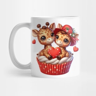 Valentine Giraffe Couple In A Cupcake Mug